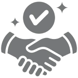 Partnership confirmed with handshake icon