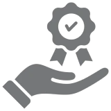 Hand holding a certification badge icon