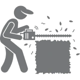 Cartoon figure using hedge trimmer